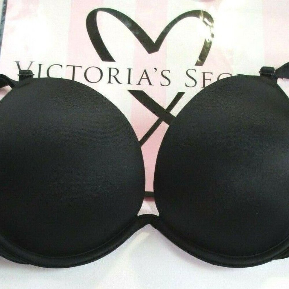 VICTORIA'S SECRET PINK Super Push-Up Bra Black Sexy VS NWT